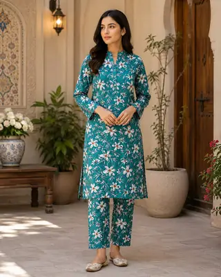 2 Pcs Women's Unstitched Printed Suit