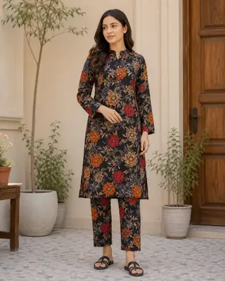 2 Pcs Women's Unstitched Printed Suit