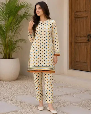2 Pcs Women's Unstitched Printed Suit