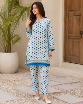 2 Pcs Women's Unstitched Printed Suit
