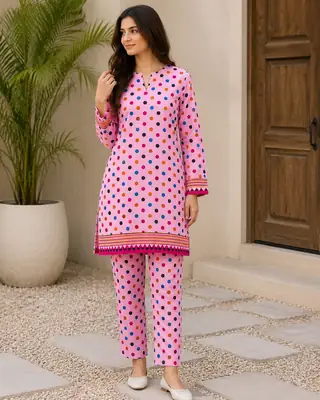 2 Pcs Women's Unstitched Printed Suit