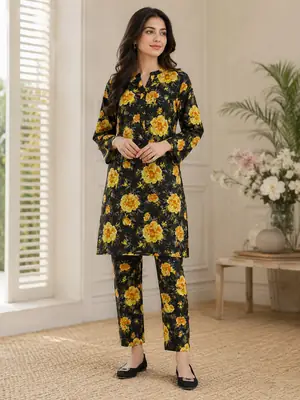 2 Pcs Women's Unstitched Printed Suit