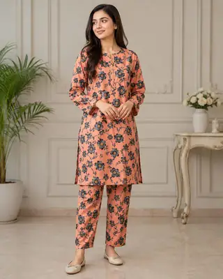 2 Pcs Women's Unstitched Printed Suit