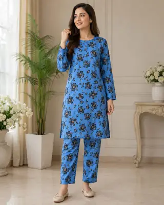 2 Pcs Women's Unstitched Printed Suit