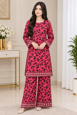 2 Pcs Women's Unstitched Printed Suit