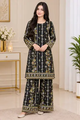 2 Pcs Women's Unstitched Printed Suit