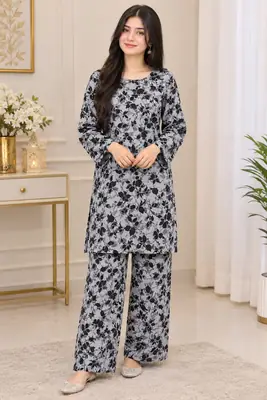 2 Pcs Women's Unstitched Printed Suit