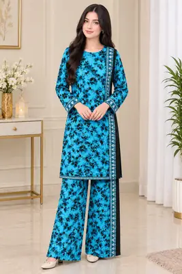 2 Pcs Women's Unstitched Printed Suit