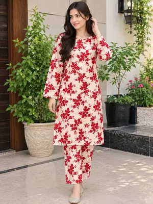 2 Pcs Women's Unstitched Printed Suit