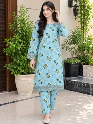 2 Pcs Women's Unstitched Printed Suit