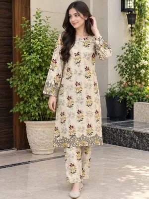 2 Pcs Women's Unstitched Printed Suit