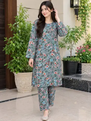 2 Pcs Women's Unstitched Printed Suit