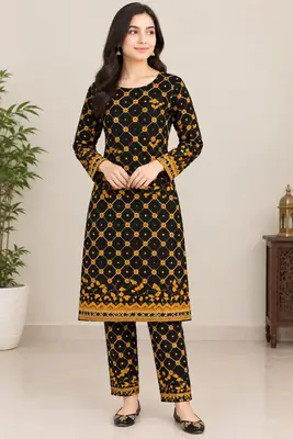 2 Pcs Women's Unstitched Printed Suit
