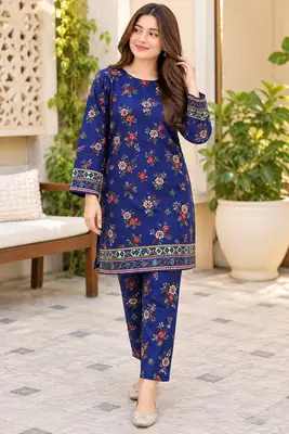 2 Pcs Women's Unstitched Printed Suit