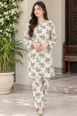 2 Pcs Women's Unstitched Printed Suit