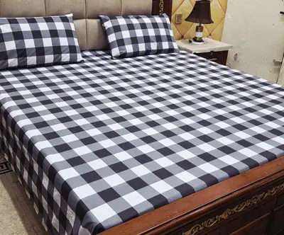 3 Pcs Cotton Printed Double Bedsheet
