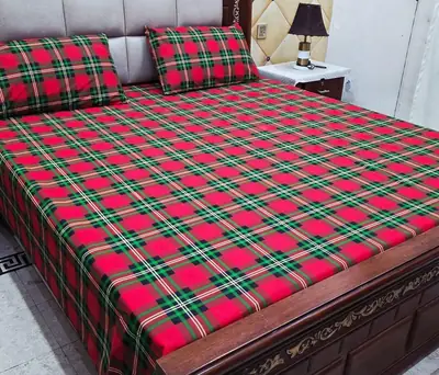 3 Pcs Cotton Printed Double Bedsheet