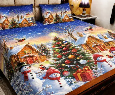 3 Pcs Cotton Printed Double Bedsheet