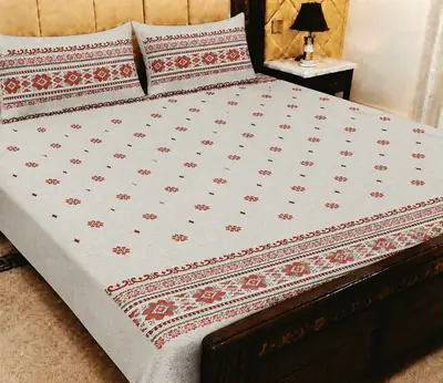 3 Pcs Cotton Printed Double Bedsheet