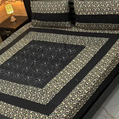 3 Pcs Cotton Patchwork Double Bedsheet
