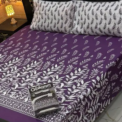 3 Pcs Mix Cotton Printed Double Bedsheet