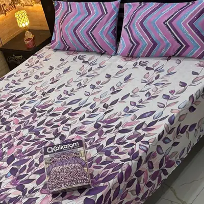 3 Pcs Mix Cotton Printed Double Bedsheet
