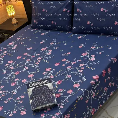 3 Pcs Mix Cotton Printed Double Bedsheet
