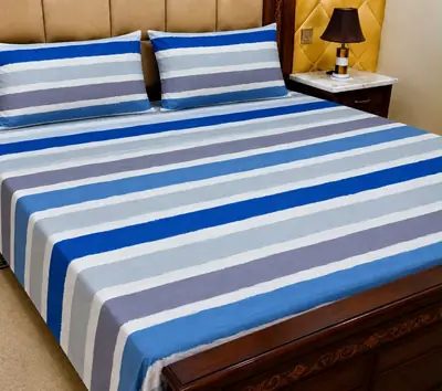 3 Pcs Cotton Printed Double Bedsheet