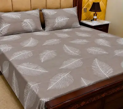 3 Pcs Cotton Printed Double Bedsheet