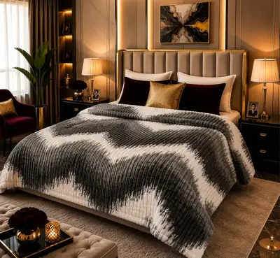 Fleece Printed Double Bed Blanket