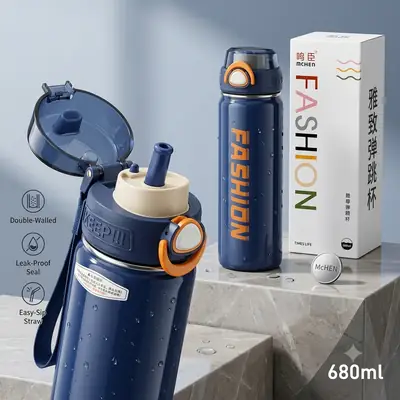 Premium 680ml Vacuum Insulated Stainless Steel Thermal Flask – High-Grade 316/304 Steel Water Bottle for Travel, Office & Gym  thumbnail 2