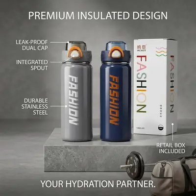 Premium 680ml Vacuum Insulated Stainless Steel Thermal Flask – High-Grade 316/304 Steel Water Bottle for Travel, Office & Gym  thumbnail 7