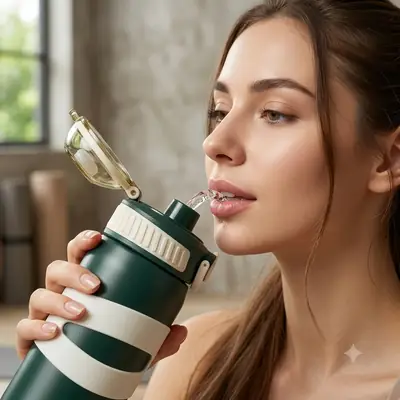Looko Premium Sports Vacuum Insulated Bottle - 500ml - High-Grade 316 Stainless Steel Thermos Flask with Straw thumbnail 9