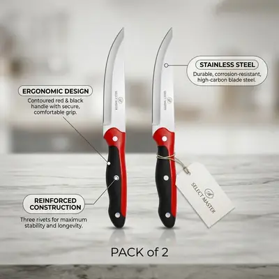 SelectMaster Pack Pack 2 - Precision Fruit Cutting Knife Set - Premium Stainless Steel Paring Knives with Ergonomic Triple-Rivet Handle