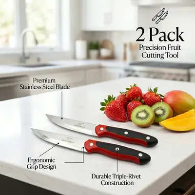 SelectMaster Pack Pack 2 - Precision Fruit Cutting Knife Set - Premium Stainless Steel Paring Knives with Ergonomic Triple-Rivet Handle thumbnail 2