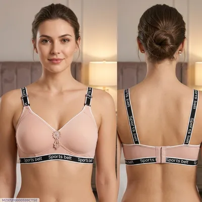Beige Silk Sports Bra with Charm, Adjustable, All Season Comfortable