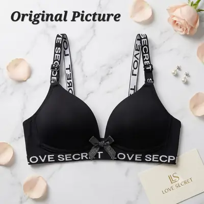 Premium "Love Secret" Soft Padded Bra – Wire-Free Comfortable Casual Bra with Printed Straps thumbnail 6