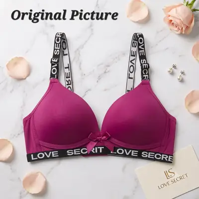 Premium "Love Secret" Soft Padded Bra – Wire-Free Comfortable Casual Bra with Printed Straps thumbnail 6