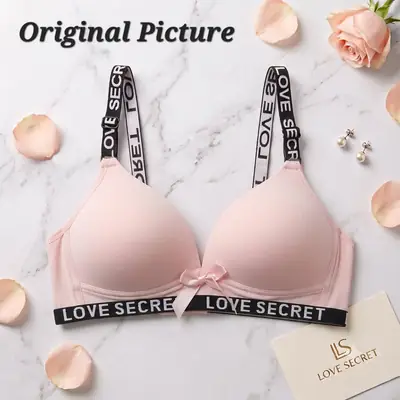 Premium "Love Secret" Soft Padded Bra – Wire-Free Comfortable Casual Bra with Printed Straps thumbnail 6