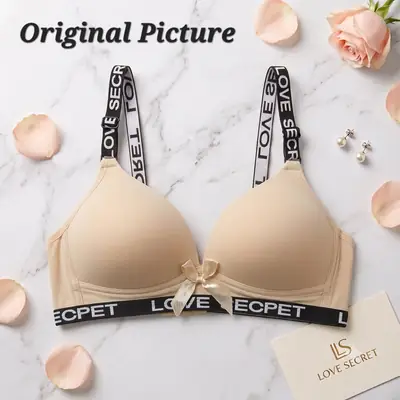 Premium "Love Secret" Soft Padded Bra – Wire-Free Comfortable Casual Bra with Printed Straps thumbnail 6