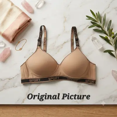 Premium Women’s Seamless Wireless Padded Sports Bra | Soft & Stretchable Everyday Comfort Bra with 'SPORT' Elastic Band thumbnail 6