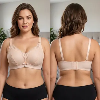 Premium Elegant Lace Bra for Women – Wireless Comfort & Support with Pearl Charm