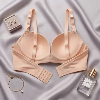 Premium Elegant Lace Bra for Women – Wireless Comfort & Support with Pearl Charm thumbnail 5