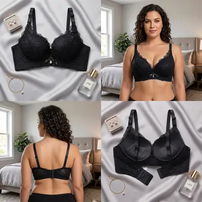 Premium Elegant Lace Bra for Women – Wireless Comfort & Support with Pearl Charm thumbnail 2