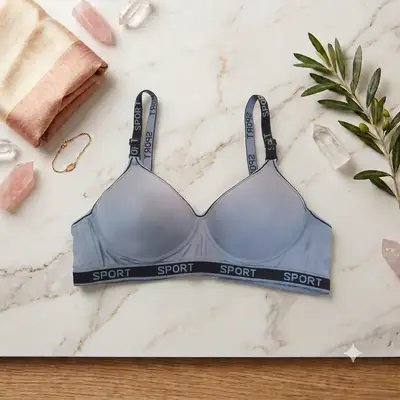 Premium Comfort Women's Padded Sports Bra - Non-Wired, Seamless Bra with Logo Band,