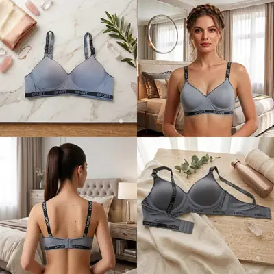 Premium Comfort Women's Padded Sports Bra - Non-Wired, Seamless Bra with Logo Band, thumbnail 3