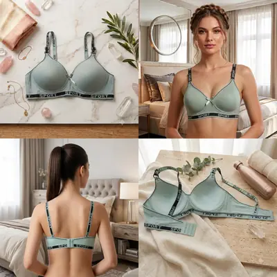 Premium Comfort Women's Padded Sports Bra - Non-Wired, Seamless Bra with Logo Band, thumbnail 3
