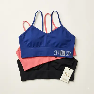 Pack of 2 Women's Non-Padded Jersey Sports Bra, Comfortable Wireless Gym & Yoga Bra thumbnail 2