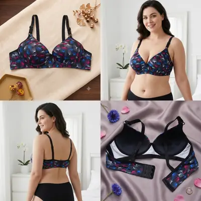 Women's Ginkgo Leaf Print Wire-Free Bra, Soft Molded Padded T-Shirt Bra thumbnail 3