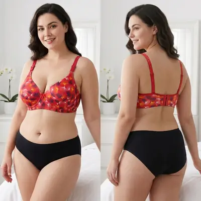Women's Ginkgo Leaf Print Wire-Free Bra, Soft Molded Padded T-Shirt Bra thumbnail 4